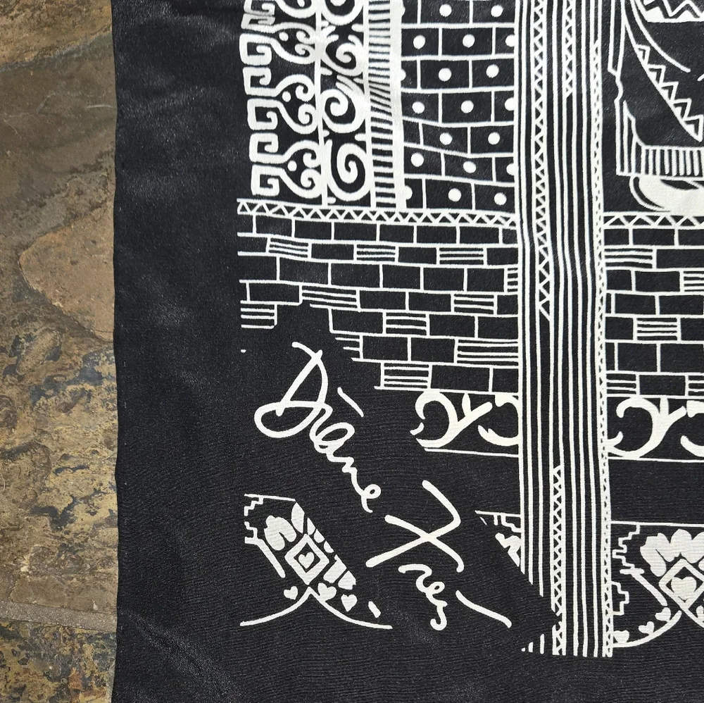 Intricate Black and White Wall Tapestry Silk